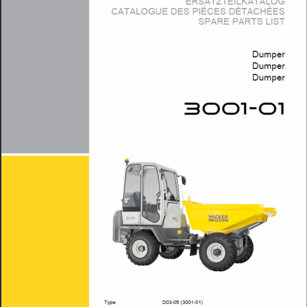Wacker Neuson 3001-01 Dumper Parts Manual