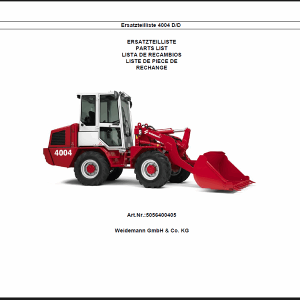 Wacker Neuson 4004 D-D Wheel Loader Parts Manual