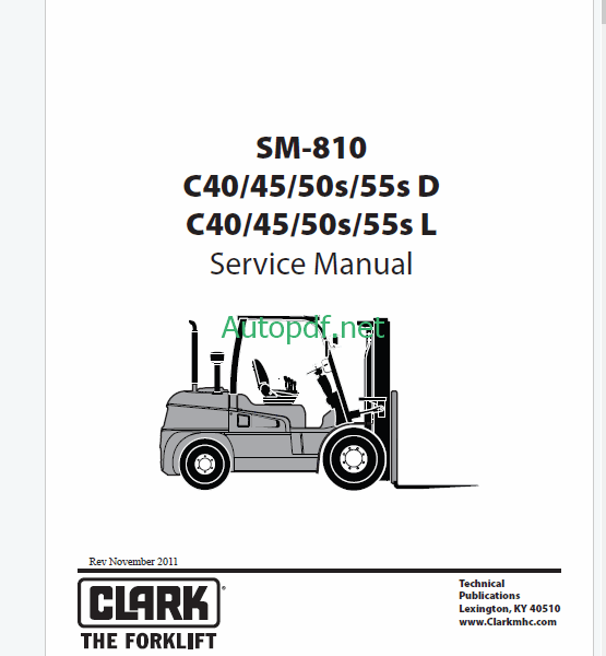 Clark C40, C45, 50s, C55s D and C50, C56, C50s, C55s L Forklift Service Manual (SM810)