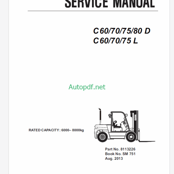 Clark C60, C70, C75, C80 D and C60, C70, C75 L Forklift Service Manual (SM751)