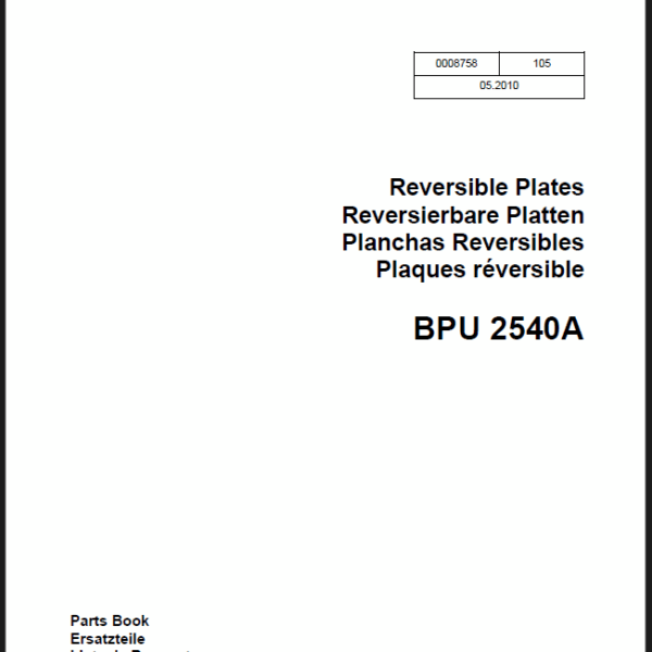 Wacker Neuson BPU 2540A Reversible Plates Parts Manual