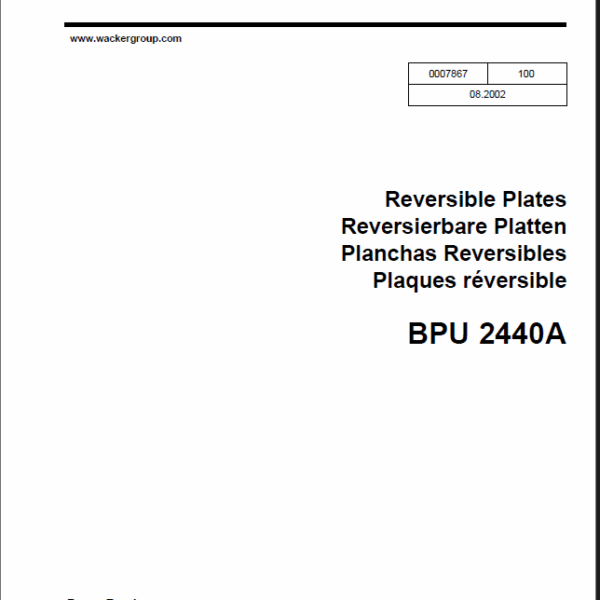 Wacker Neuson BPU 2440A Reversible Plates Parts Manual
