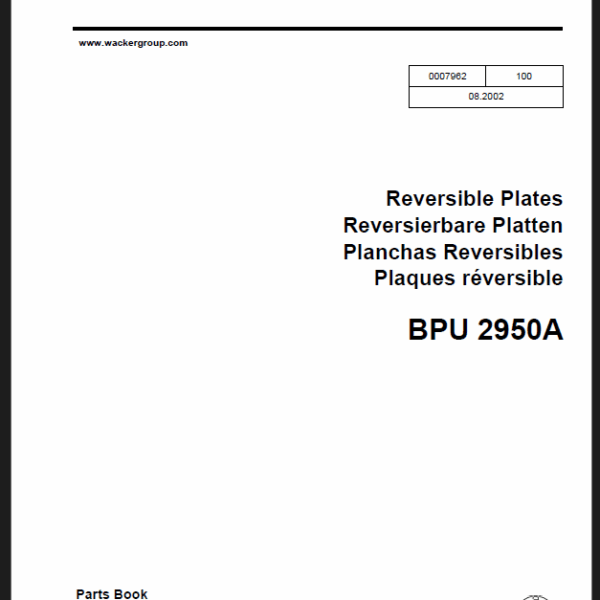 Wacker Neuson BPU 2950A Reversible Plates Parts Manual