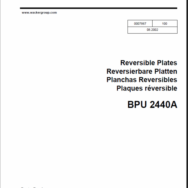 Wacker Neuson BPU 2440A Reversible Plates Parts Manual