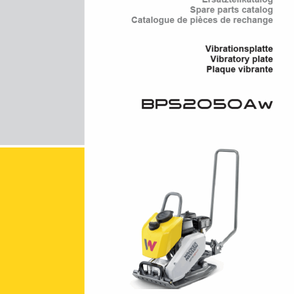 Wacker Neuson BPS2050Aw Vibratory Plate Parts Manual