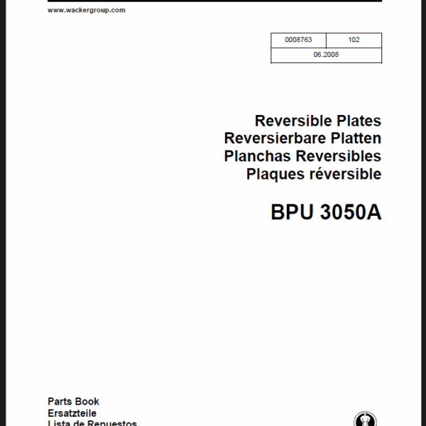 Wacker Neuson BPU 3050A Reversible Plates Parts Manual