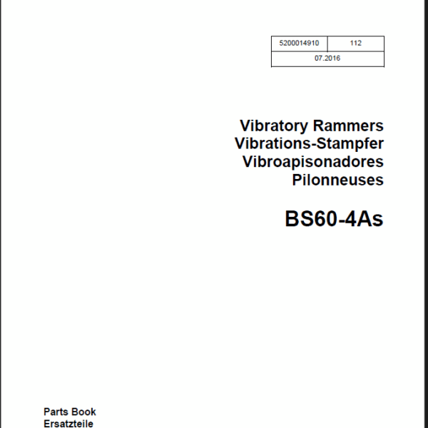 Wacker Neuson BS60-4As Vibratory Rammers Parts Manual