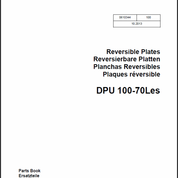 Wacker Neuson DPU 100-70Les Reversible Plates Parts Manual