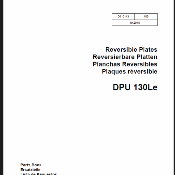 Wacker Neuson DPU 130Le Reversible Plates Parts Manual