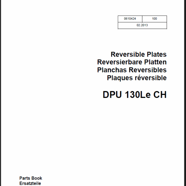 Wacker Neuson DPU 130Le CH Reversible Plates Parts Manual