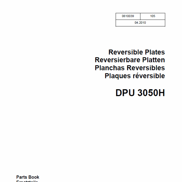 Wacker Neuson DPU 3050H Reversible Plates Parts Manual