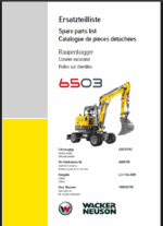 Wacker Neuson 6503 Crawler Excavator Parts Manual