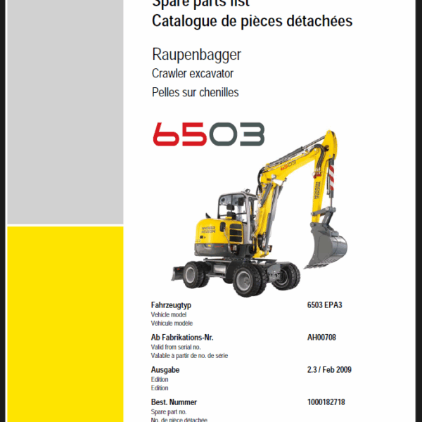 Wacker Neuson 6503 Crawler Excavator Parts Manual