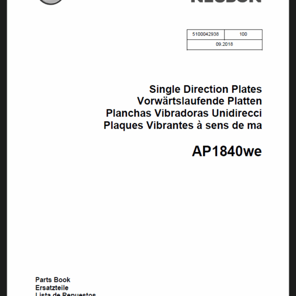 Wacker Neuson AP1840we Single Direction Plates Parts Manual