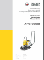 Wacker Neuson APS1030e Vibratory Plate Parts Manual