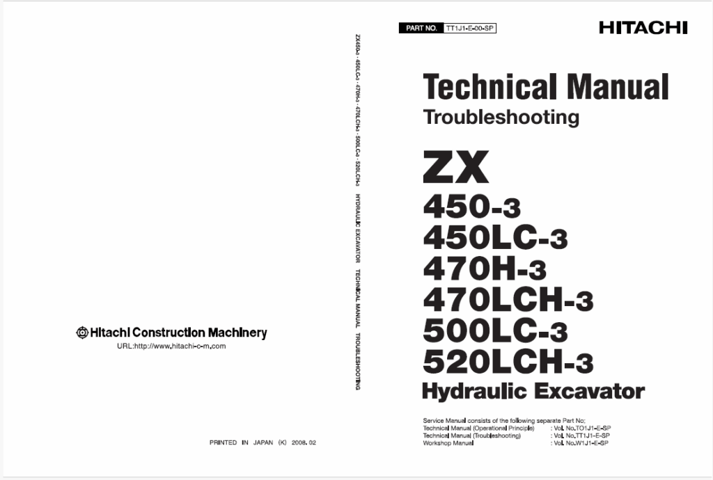 ZX450-3,ZX450LC-3,ZX470H-3,ZX470LCH-3,ZX500LC-3,ZX520LCH-3 Technical manual (Troubleshooting) (Use for countrys subject to a EAR control)