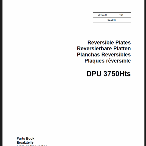 Wacker Neuson DPU 3750Hts Reversible Plates Parts Manual