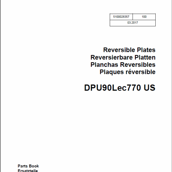 Wacker Neuson DPU90Lec770 US Reversible Plates Parts Manual