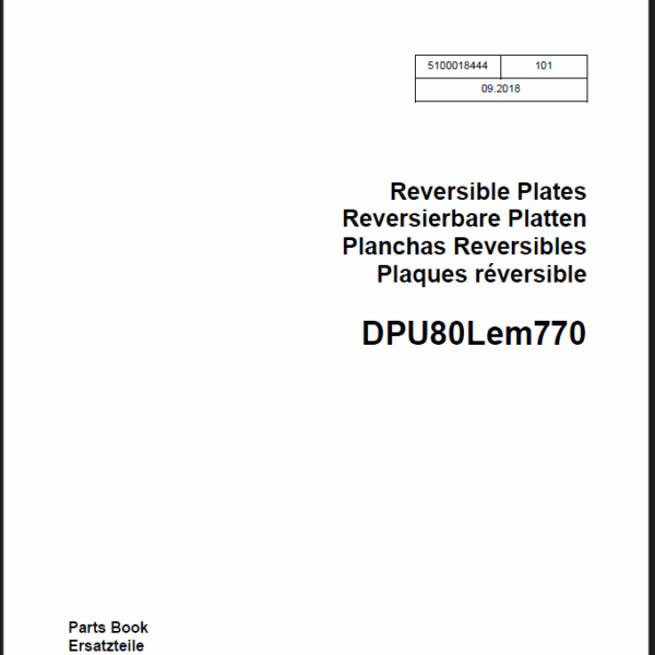 Wacker Neuson DPU80Lem770 Reversible Plates Parts Manual