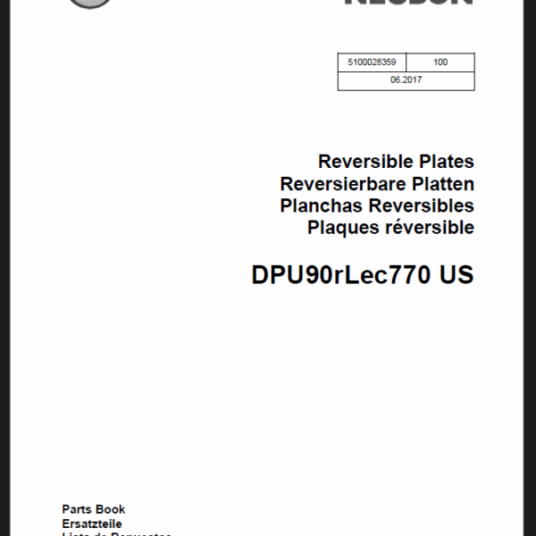 Wacker Neuson DPU90rLec770 US Reversible Plates Parts Manual