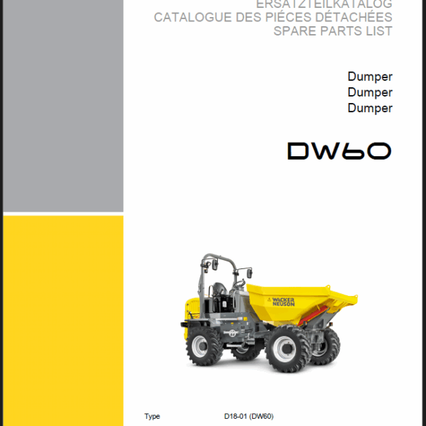 Wacker Neuson DW60 Dumper Parts Manual
