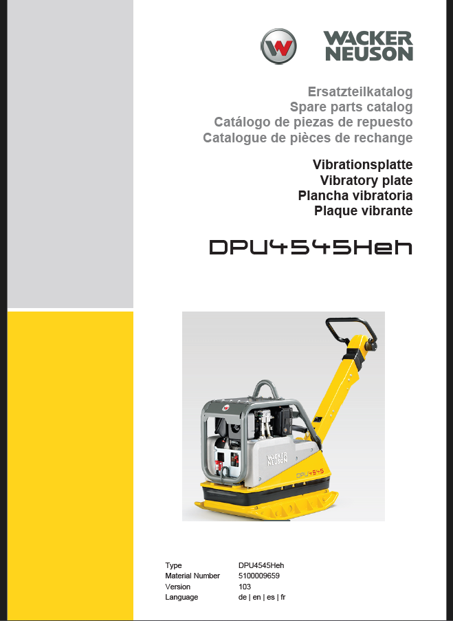 Wacker Neuson DPU4545Heh Vibratory Plate Parts Manual