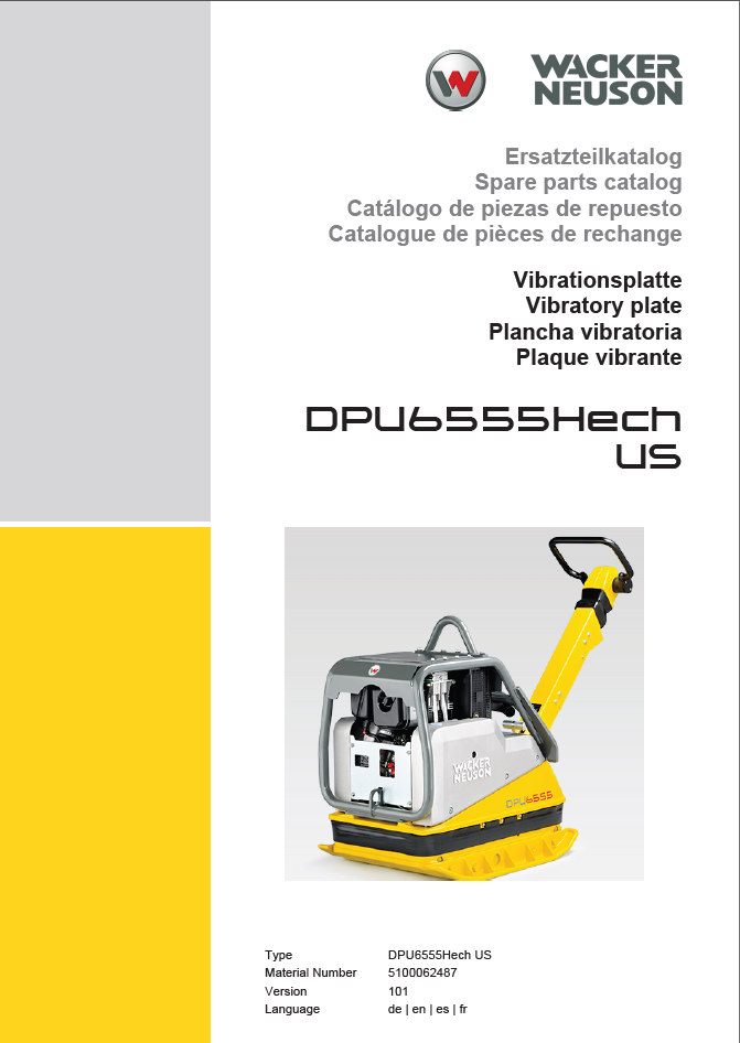 Wacker Neuson DPU6555Hech Vibratory Plate Parts Manual