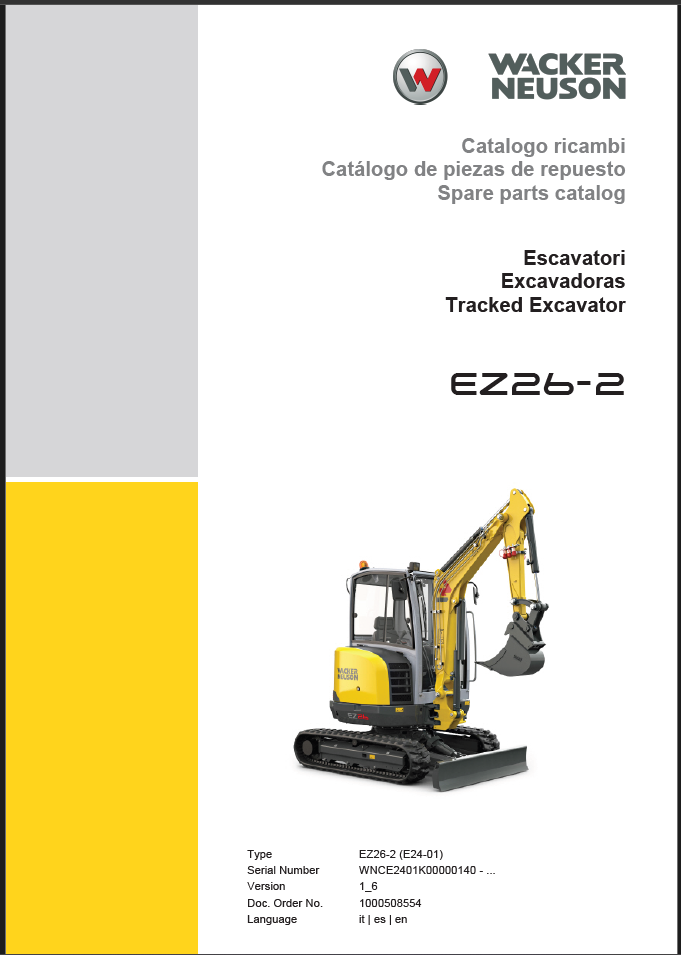 Wacker Neuson EZ26-2 Tracked Excavator Parts Manual