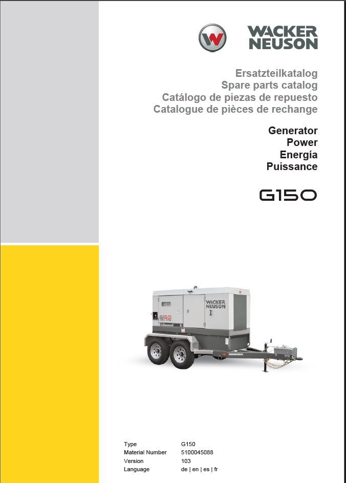 Wacker Neuson G150 Generator Parts Manual
