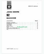 John Deere John Deere 92 Backhoes Service Manual