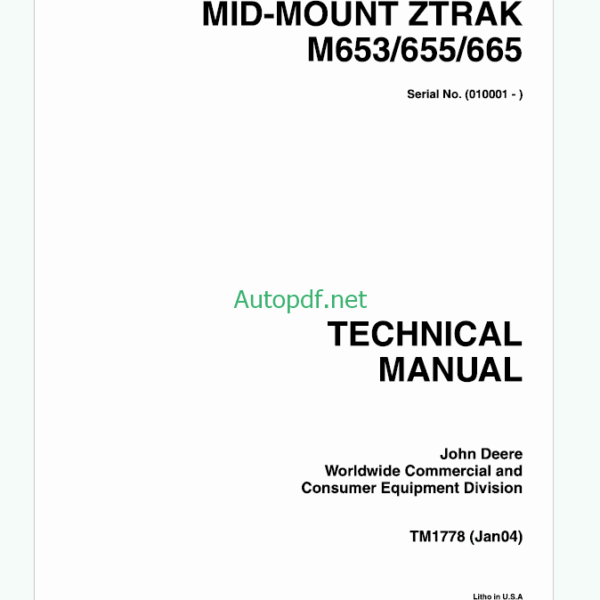John Deere M-Gator Gator Utility Vehicles Technical Manual (TM1804)