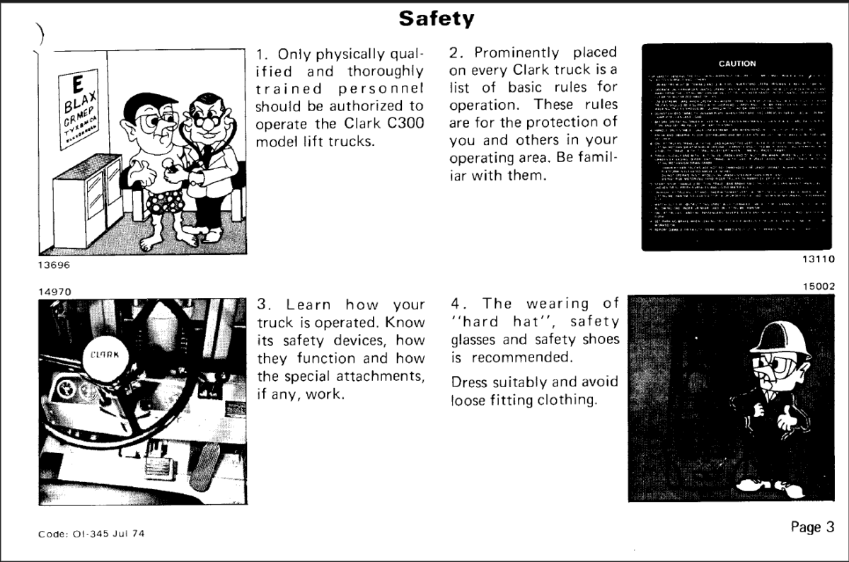 Clark C300 40 thru 50 Forklift Operators Manual (OI-345)