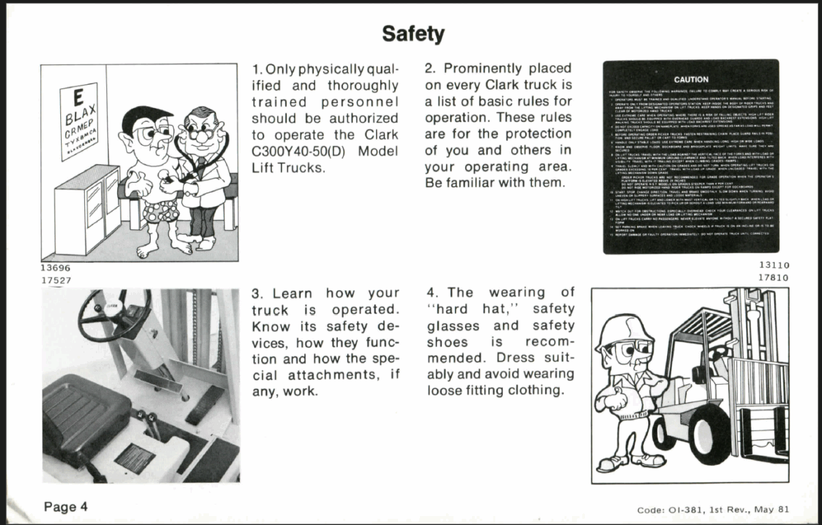 Clark C300Y40(D) Gas, LP Gas or Diesel Powered Forklift Operators Manual (OI-381)