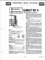 Clark NST15, NST20, NST25, NST30, NST40 SG Forklift Operators Manual (O-286-1)
