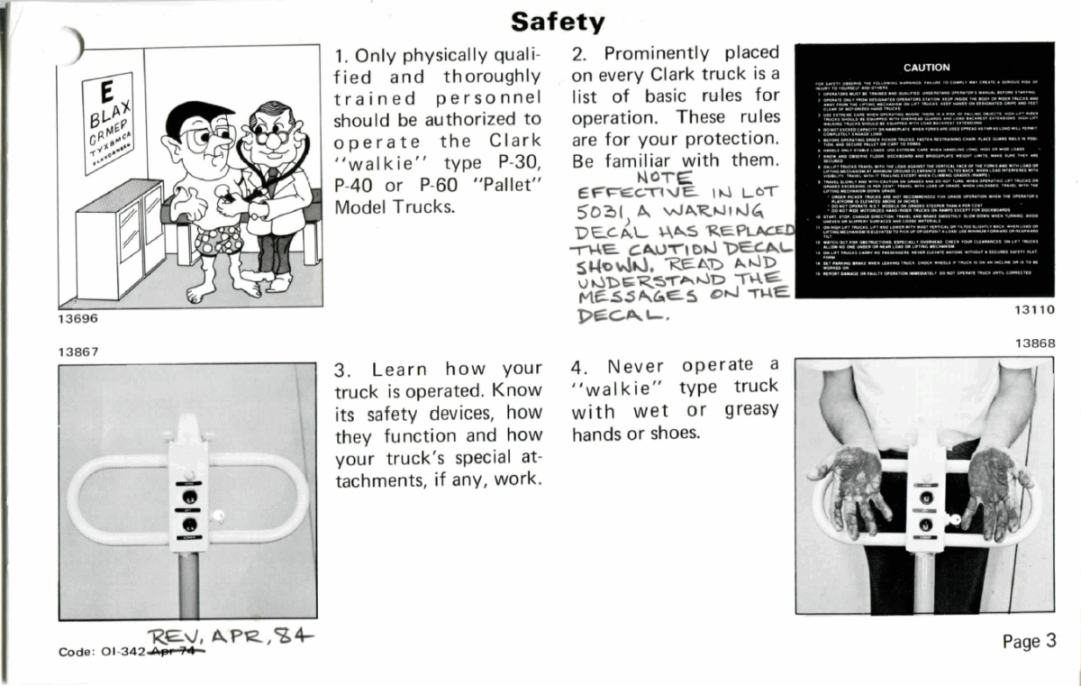 Clark P30 thru 60 Forklift Operators Manual (OI-342)