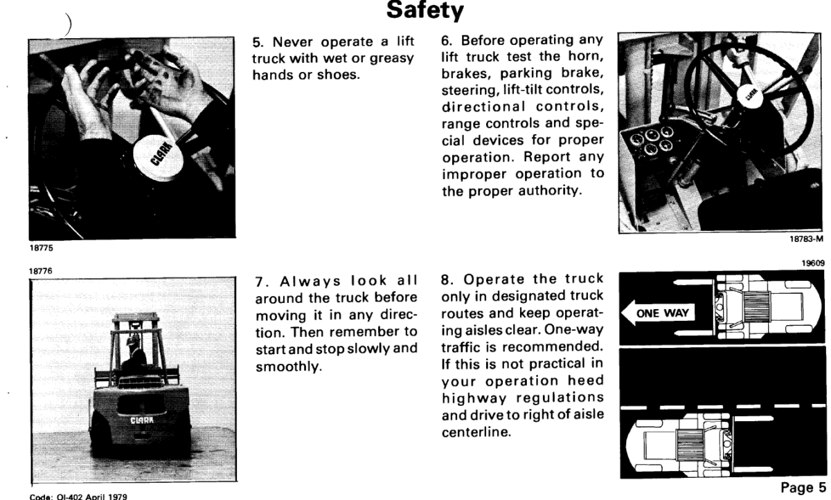 Clark C500Y 110 thru 150 Forklift Operators Manual (OI-402)