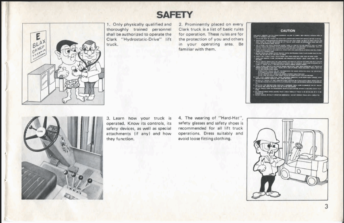 Clark Clarklift H500Y20, H500Y25, H500Y30 Forklift Operators Manual (OI-349)