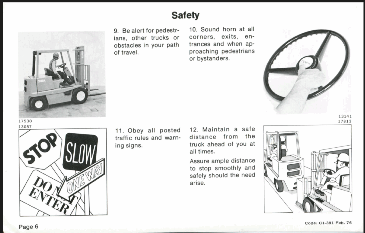 Clark C300Y40(D) Gas, LP Gas or Diesel Powered Forklift Operators Manual (OI-381)