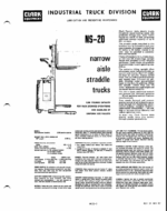 Clark Models 15, 20, 25, 30, 40 NS-1, NSP-1 Narrow Aisle Trucks Operators Manual (O-291-1)