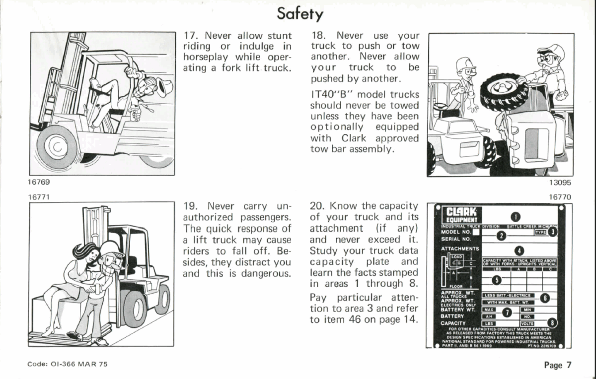 Clark Clarklift 40B Lift Truck Operators Manual (OI-366)