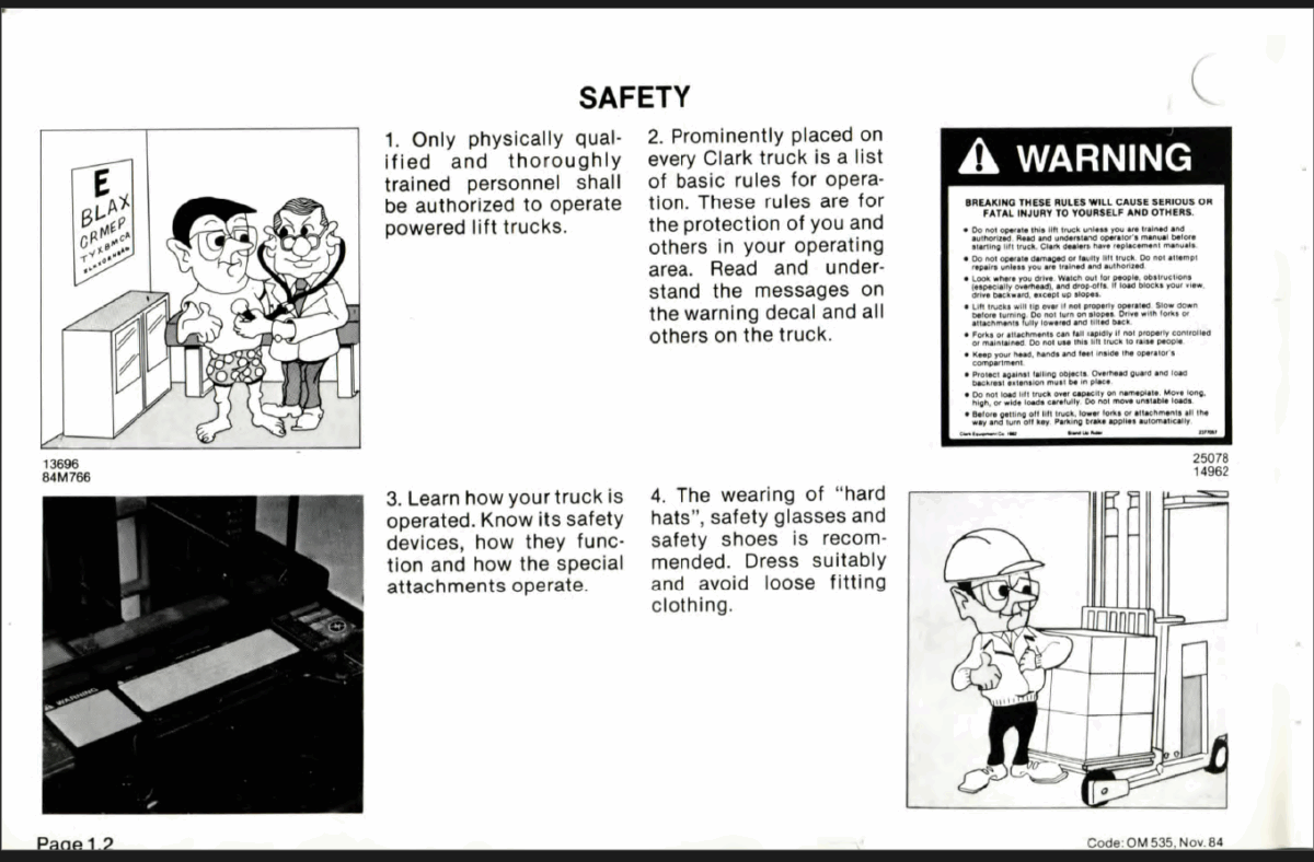 Clark NP15, NP20 Narrow Aisle Truck Operators Manual (OM-535)
