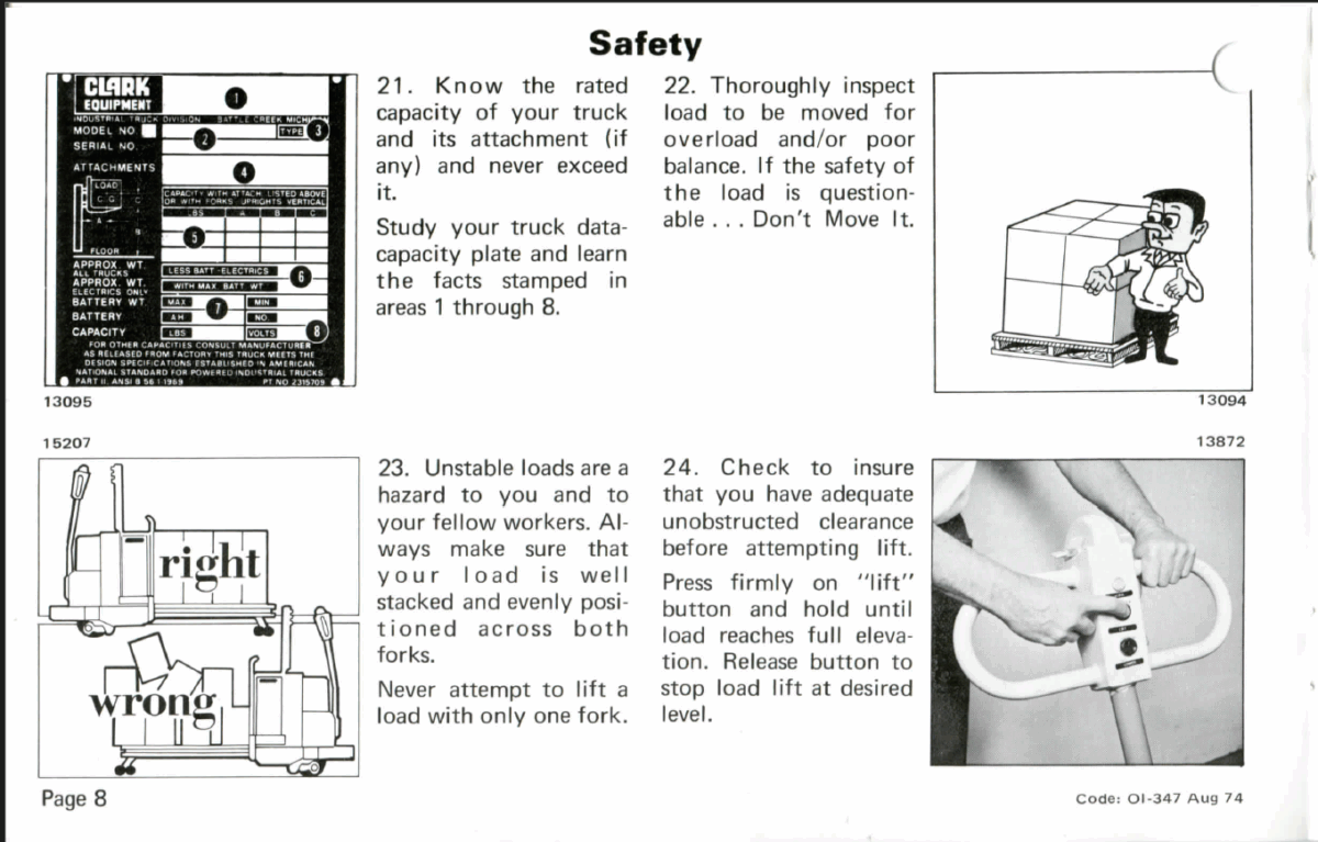 Clark HWP40 thru 60 Forklift Operators Manual (OI-347)