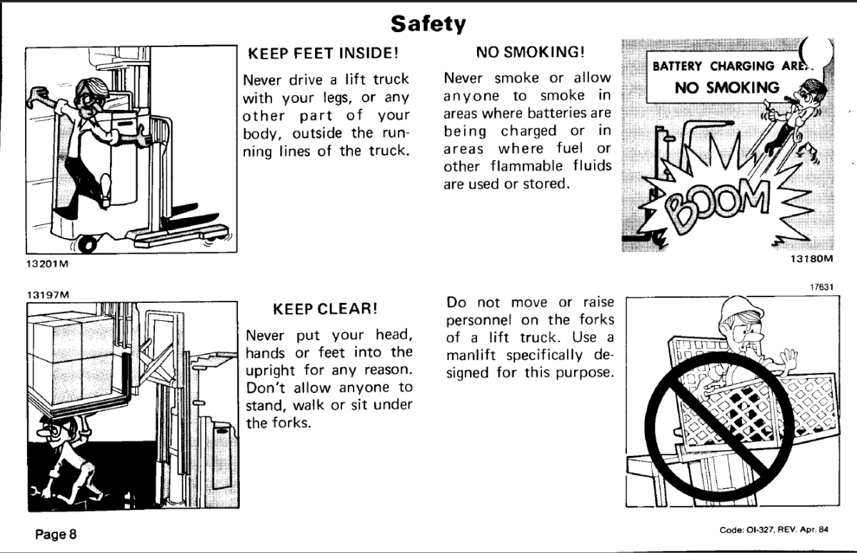 Clark NS, NST, NSP 20 thru 40 and RP, RPF 40 thru 60 Forklift Operators Manual (OI-327)