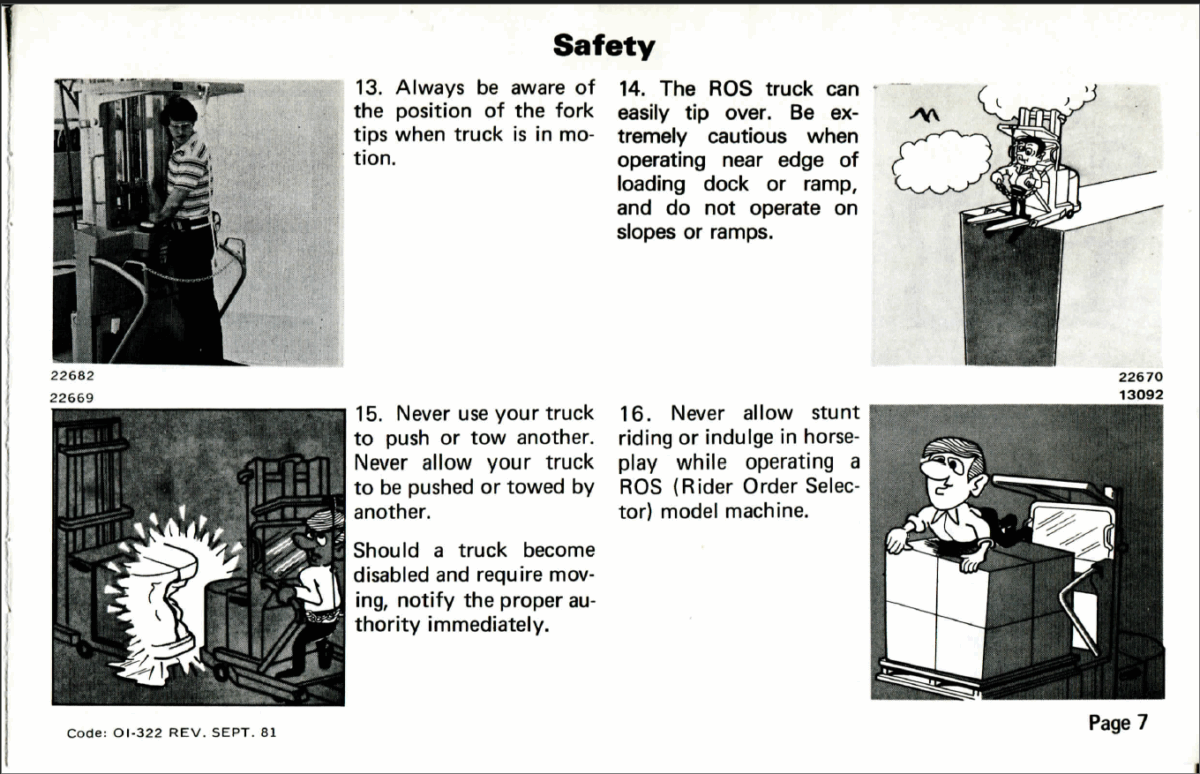 Clark ROS-25-40 Electric Rider Order Selector Operators Manual (OI-322)