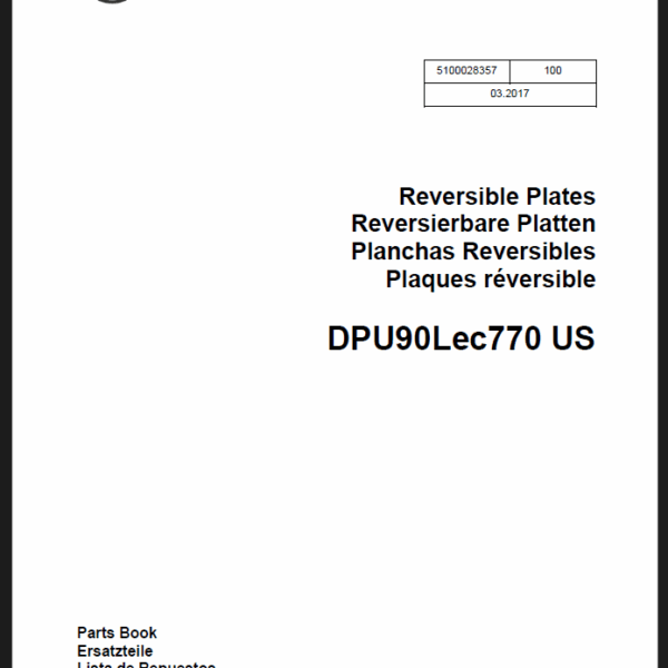 Wacker Neuson DPU90Lec770 US Reversible Plates Parts Manual
