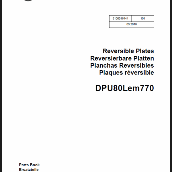 Wacker Neuson DPU80Lem770 Reversible Plates Parts Manual