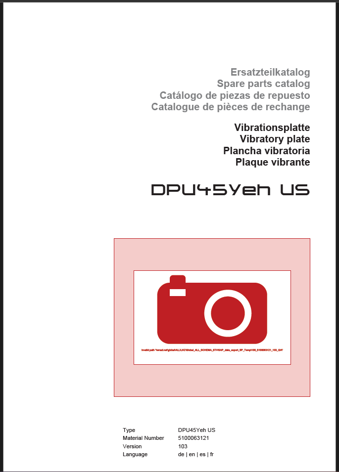 Wacker Neuson DPU45Yeh US Vibratory Plate Parts Manual