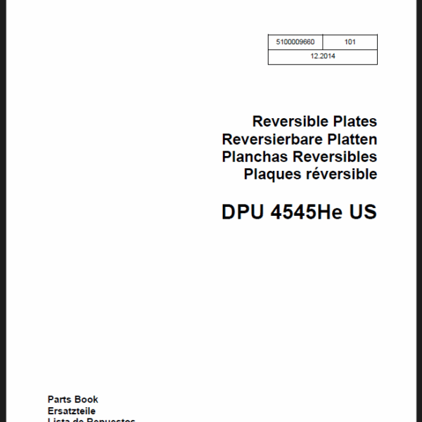 Wacker Neuson DPU 4545He US Reversible Plates Parts Manual