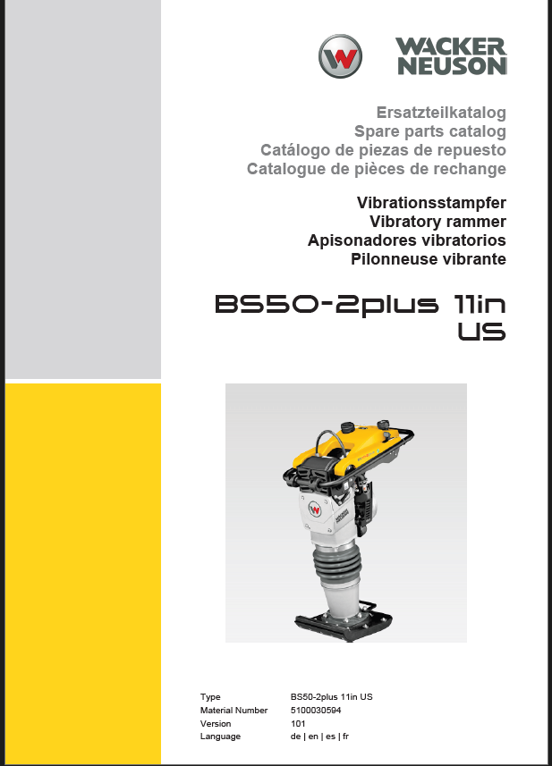 Wacker Neuson BS50-2plus 11in US Vibratory Rammers Parts Manual