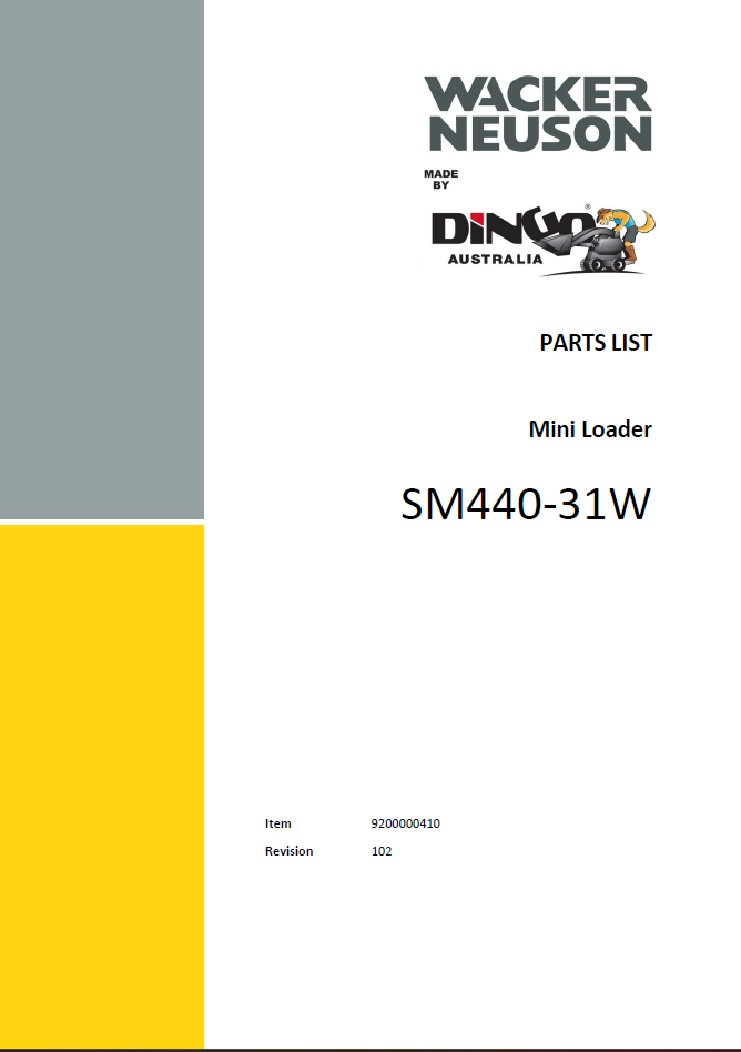 Wacker Neuson Dingo SM440-31W Mini Loader Parts Manual